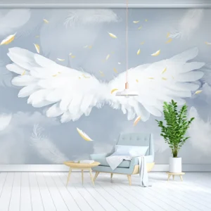 Celestial Grace™ 3D Angel Wings Wallpaper – Ethereal Wall Art for Peaceful Bedrooms & Soulful Meditation Spaces