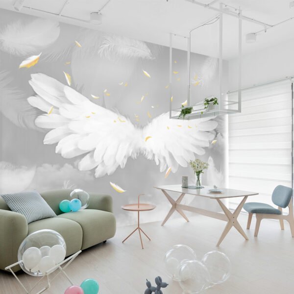 Celestial Grace™ 3D Angel Wings Wallpaper – Ethereal Wall Art for Peaceful Bedrooms & Soulful Meditation Spaces - Image 2