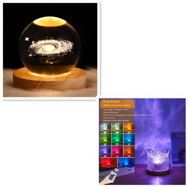 DreamGlow™ Ripple Projector Lamp – 16-Color LED Crystal Light for Mesmerizing Room Ambience & Mood Magic - Image 3
