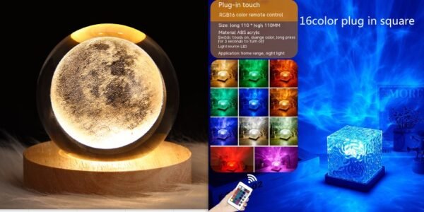 DreamGlow™ Ripple Projector Lamp – 16-Color LED Crystal Light for Mesmerizing Room Ambience & Mood Magic - Image 2
